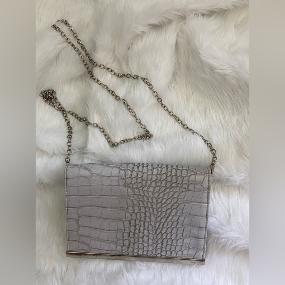 Metallic Crocodile Embossed Crossbody Purse